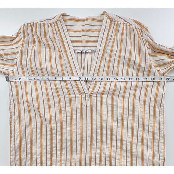 Helmut Lang Striped Popover Tunic Top Size Small Cotton Silk Lagenlook Vacation - Picture 9 of 11